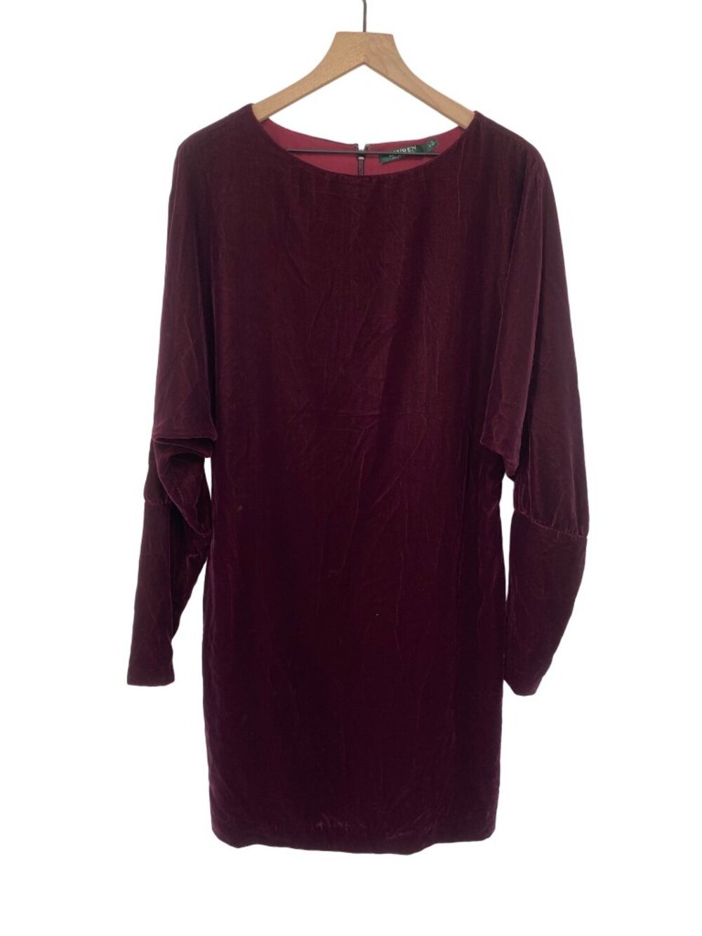 LAUREN RALPH LAUREN VELVET BURGUNDY BAT-WING SIZE 2 LONG SLEEVE